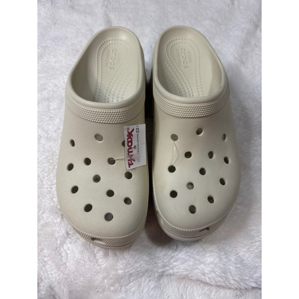 Crocs‎ Siren Clogs Men 9 Cream New Platform High Heel Bone Off White